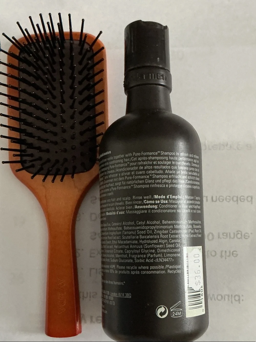 AVEDA limited edition Paddle Brush, purse size with aveda men’s hair conditioner